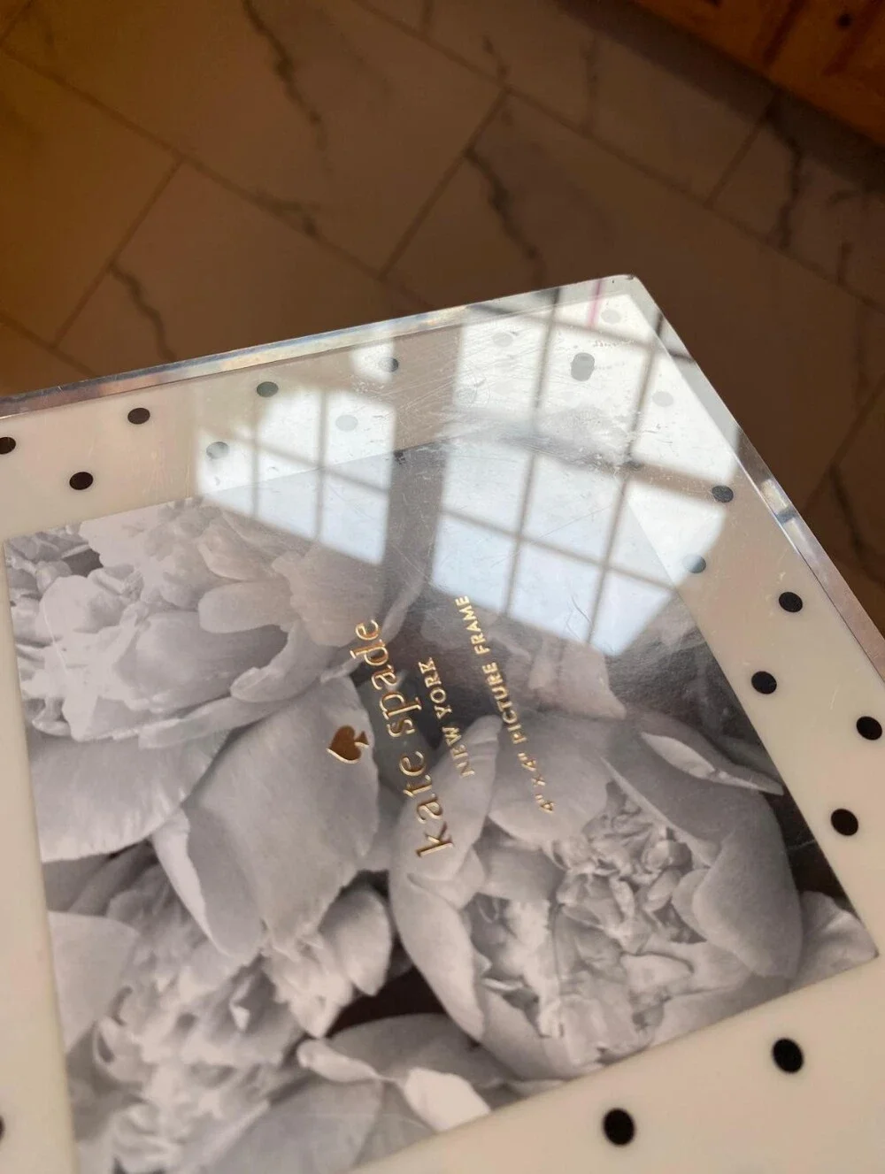 Rare Kate Spade Black And White Polka Dot Acrylic Picture Frame